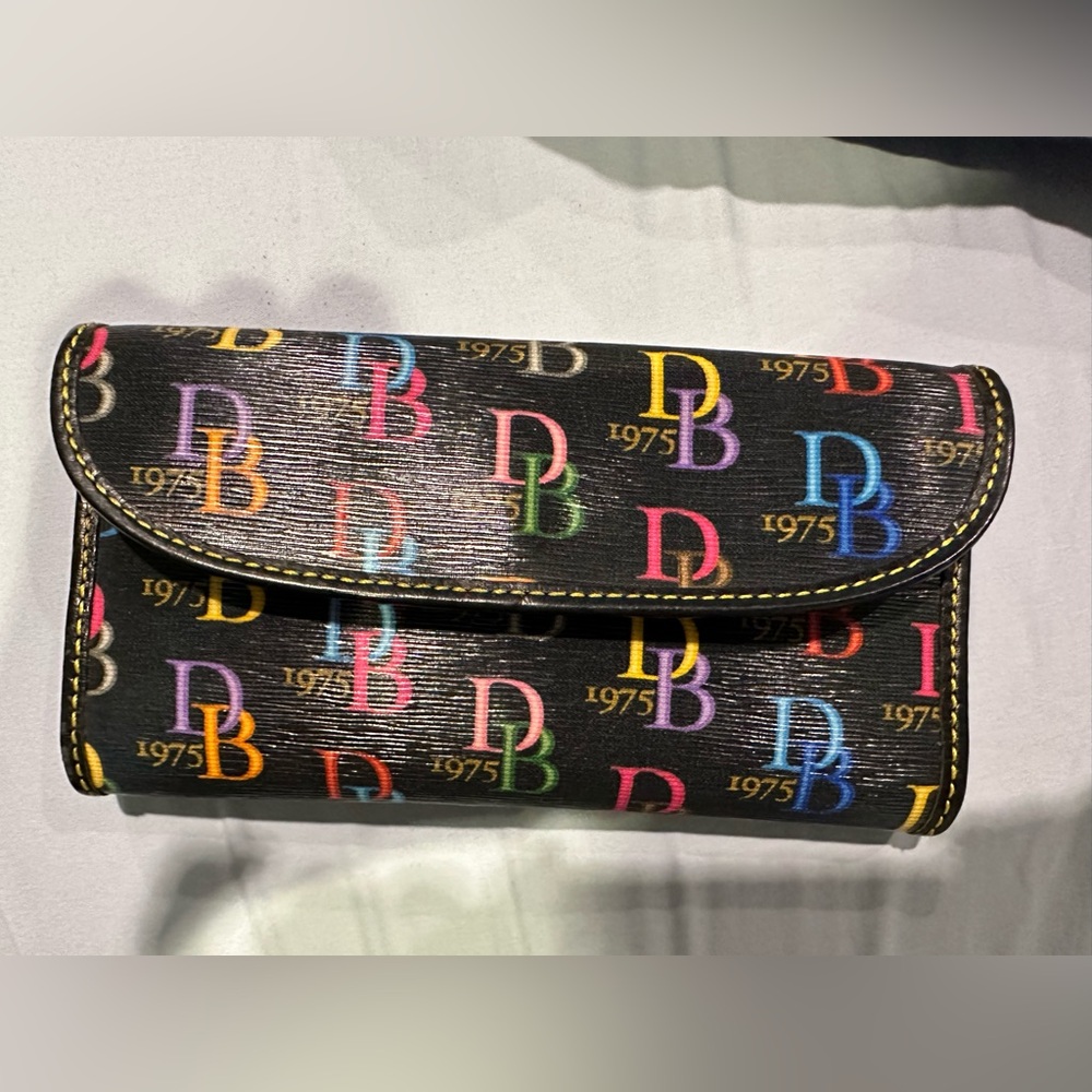 Dooney & Bourke Black Wallet with Multicolor DB Logo Print